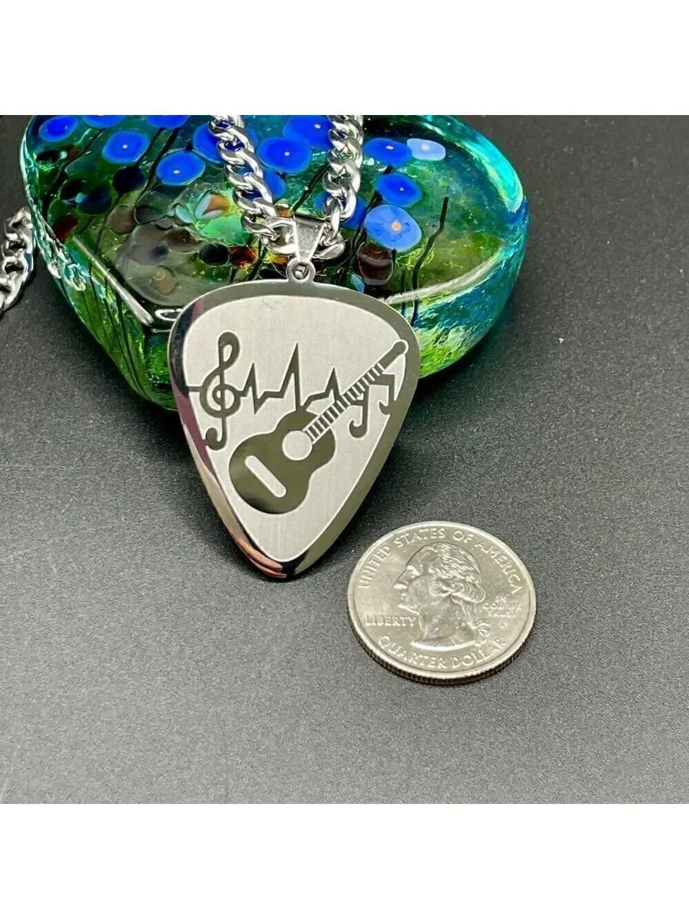Heavy Guitar Pick Rocker Necklace #1253
